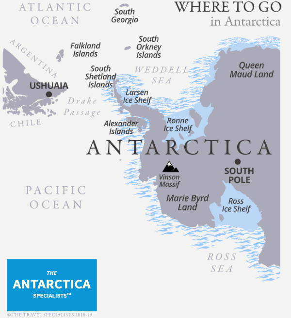 Where to go in Antarctica map