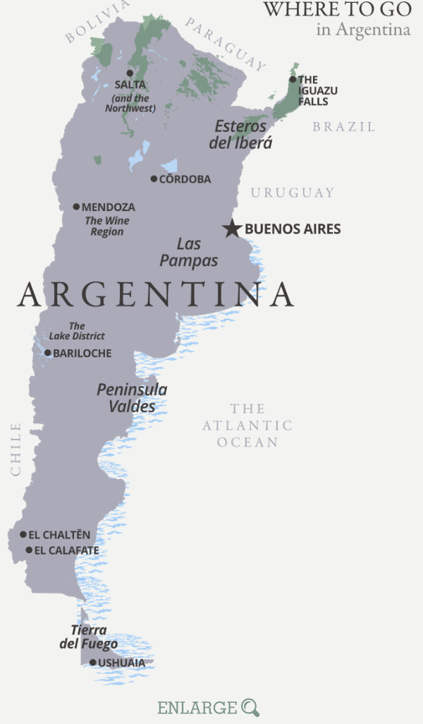 Where to go in Argentina map