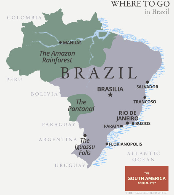 Where to go in Brazil map