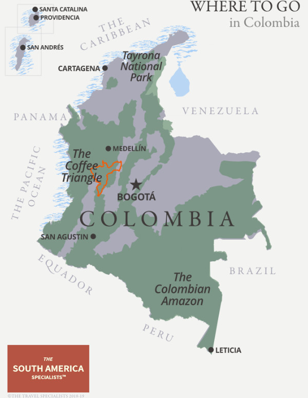 Where to go in Colombia map