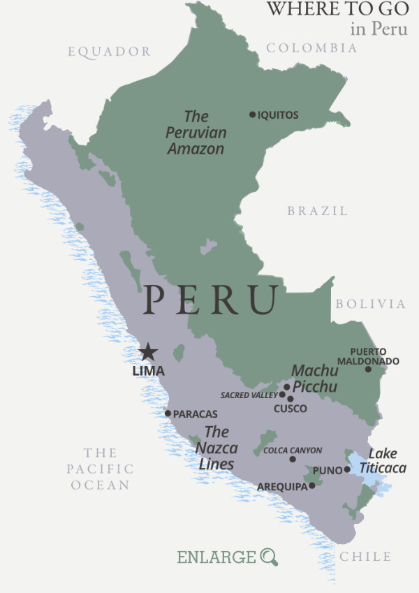 Where to go in Peru map